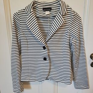 Black and White Striped Women's Blazer